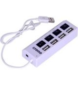 Crono USB HUB, 4 porty, USB 2.0, s vypinaci a LED svetlo, biele