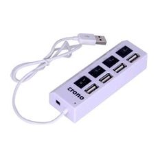 Crono USB HUB, 4 porty, USB 2.0, s vypinaci a LED svetlo, biele