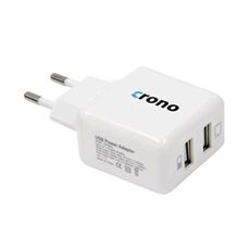 Crono univerzálna USB nabíječka, 2x USB, 2400 mA, biela